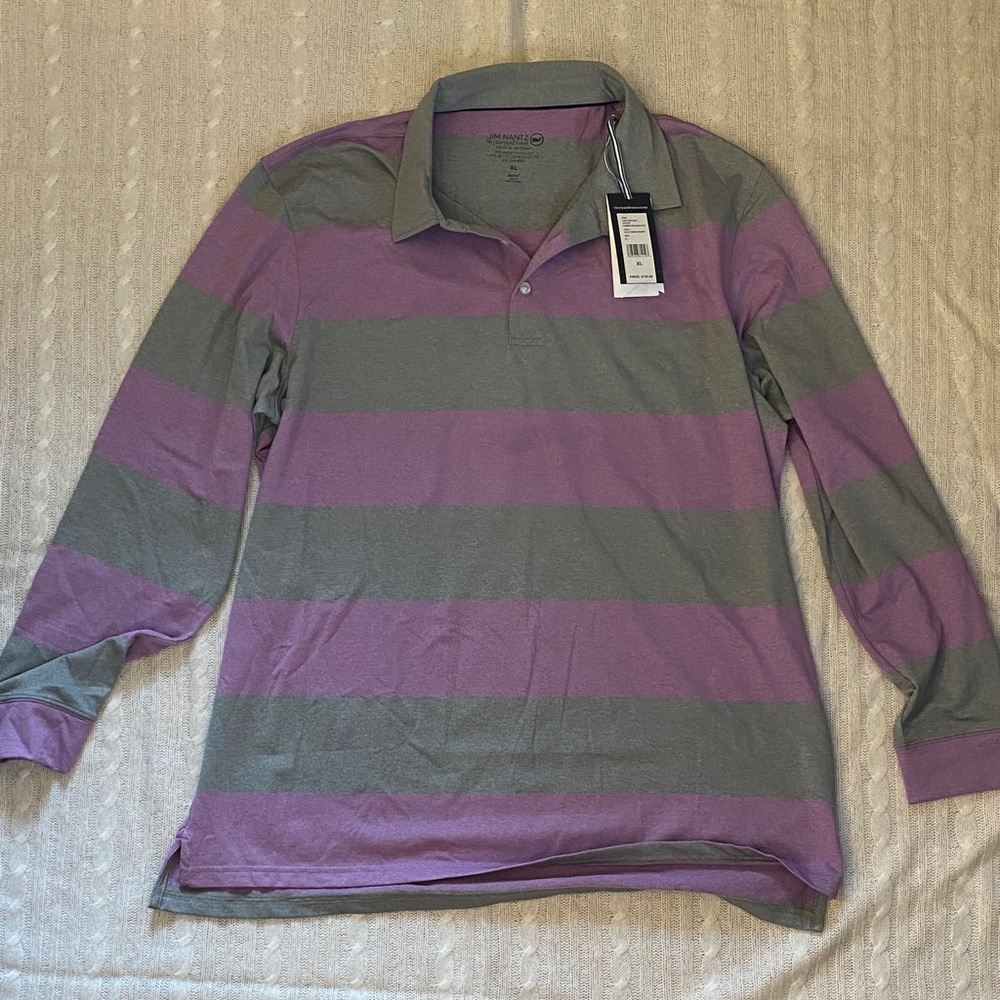 Vineyard Vines Classic Purple and Gray Striped Polo Shirt